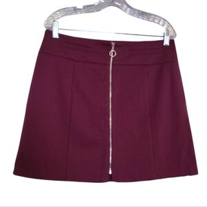 Candie's Plum Zip Up Front High Rise Stretchy Lined Mini Skirt Large